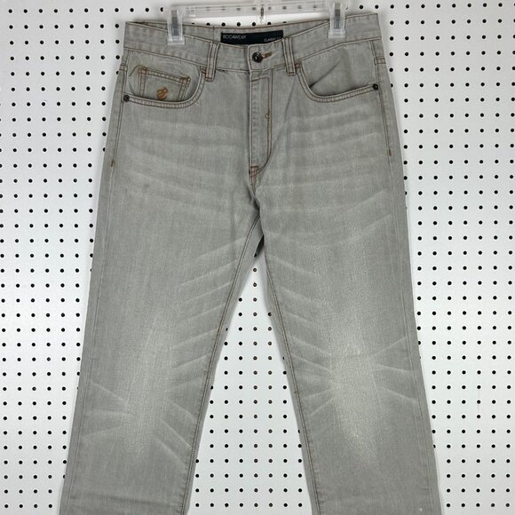 Rocawear‎ Gray Y2K Baggy Jeans 32x32 Stitched Skater Streetwear Honeycomb 90s - Picture 5 of 7